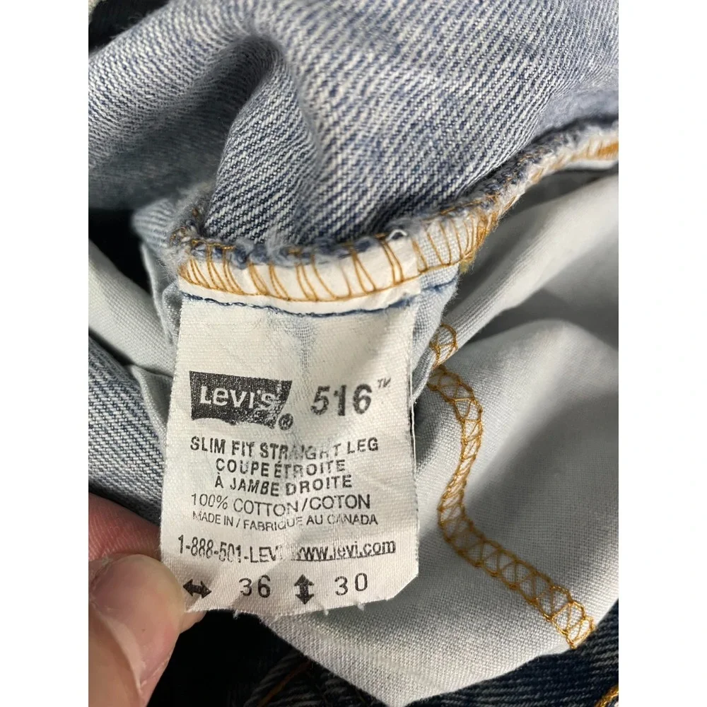 VTG Levis 516 Slim Fit Jeans‎ Mens 36X26 Blue Light/Medium Wash Denim Straight